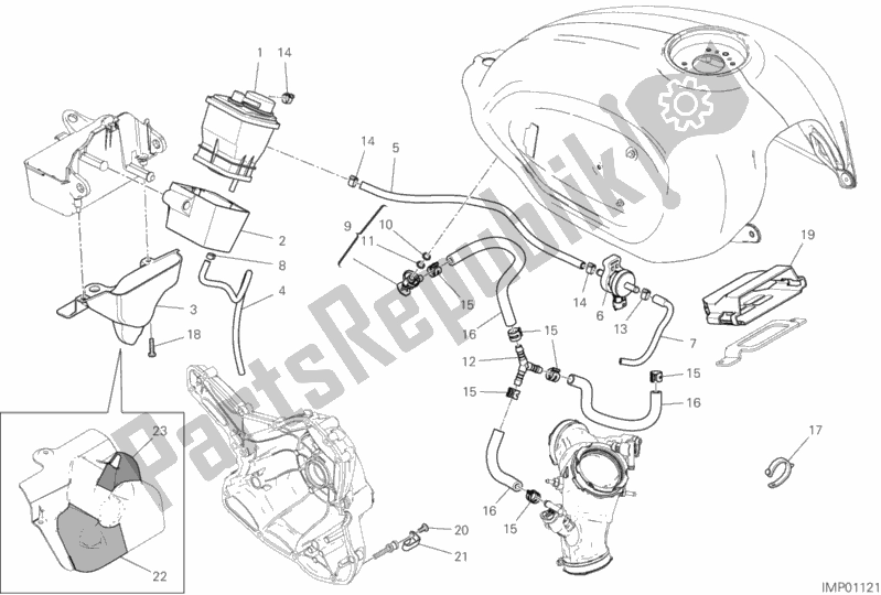 Wszystkie części do Filtr Kanistrowy Ducati Scrambler 1100 Special USA 2018